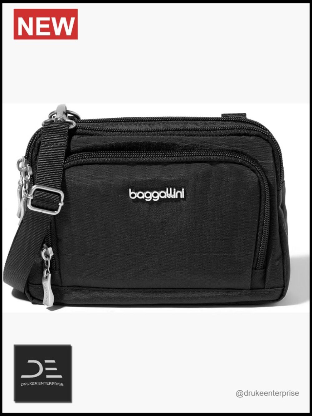 Triple Zip Crossbody Wallet with RFID Protection, Convertible Belt Bag